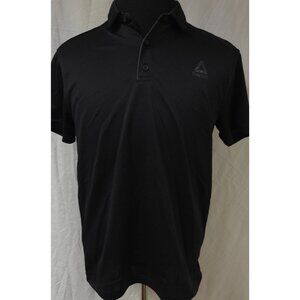 Reebok Mens Medium Dark Blue Perforated Short Sleeve Logo Golf Polo Shirt